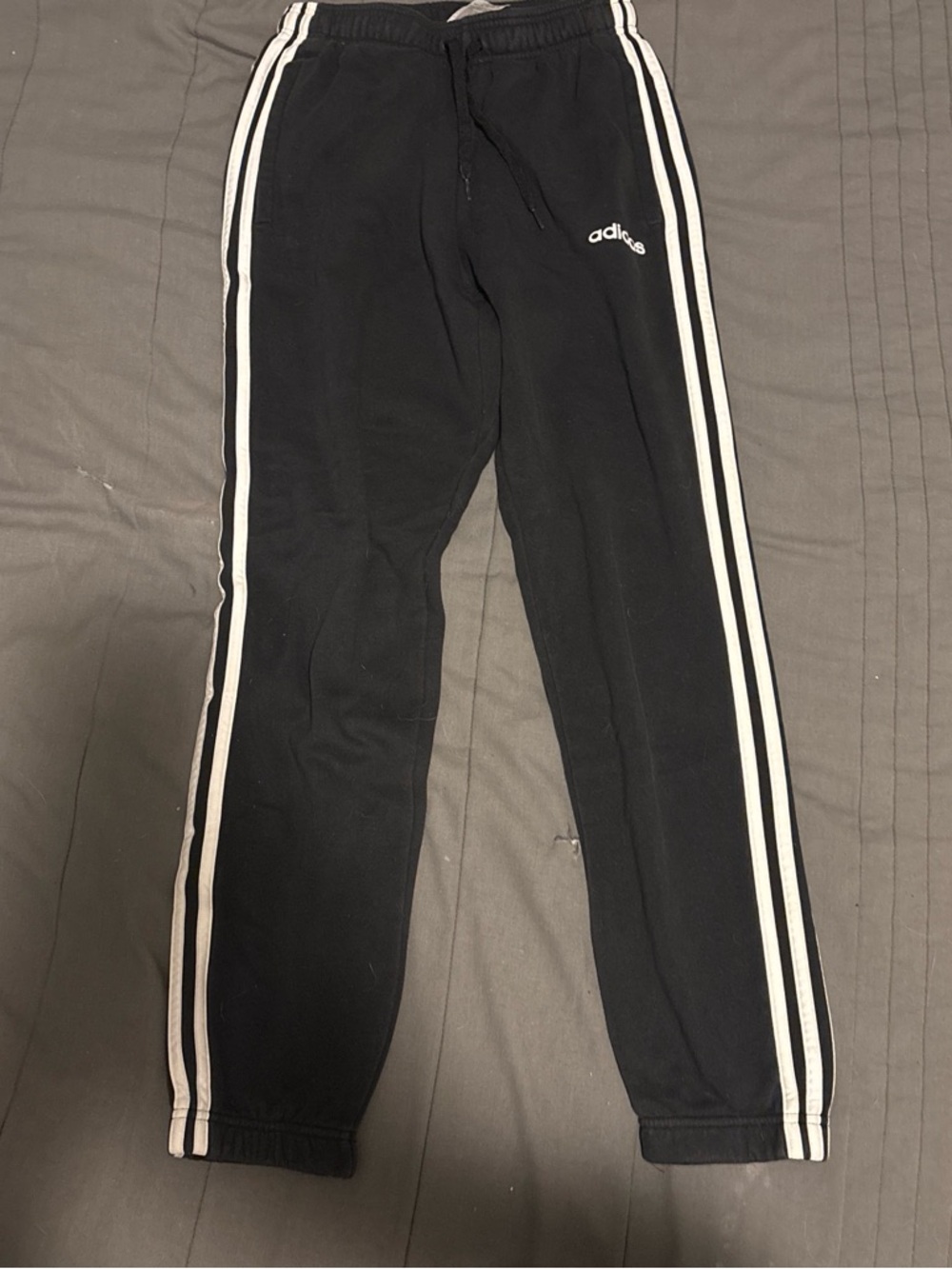 adidas Black Joggers with White Triple Stripes